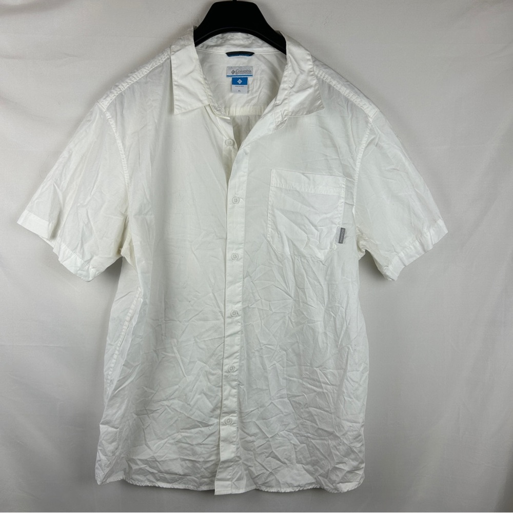 Columbia white button front shirt size XL